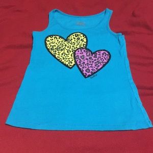 Justice Girls size 14 tank has 2 animal print hearts EUC